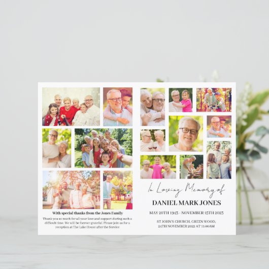 Modern Foto Beerdigung Programm für Männer (Stehend Vorderseite)