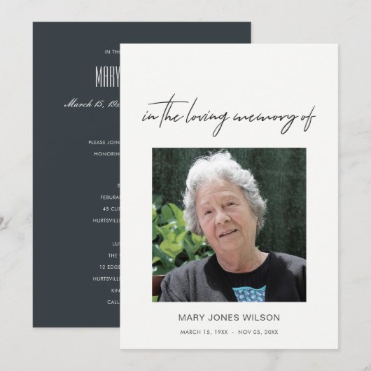 MODERN FOTO BEILEID MEMORITY SERVICE INVITE (Vorne/Hinten)