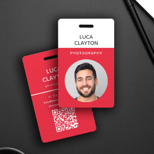 Modern Foto Beruflicher QR-Code Roter Name Ausweis