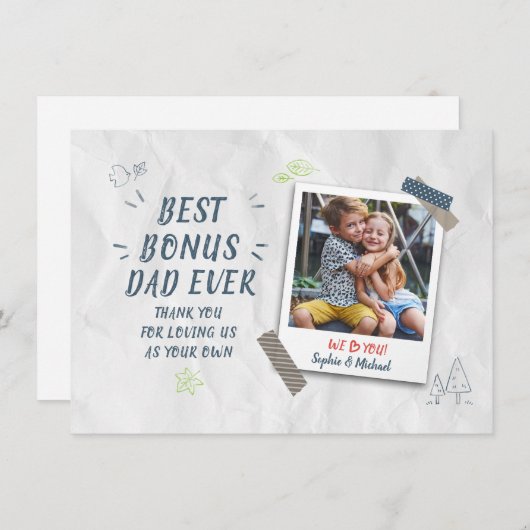 Modern Foto Best Stepdad Fathers Day Mitteilungskarte (Vorne/Hinten)