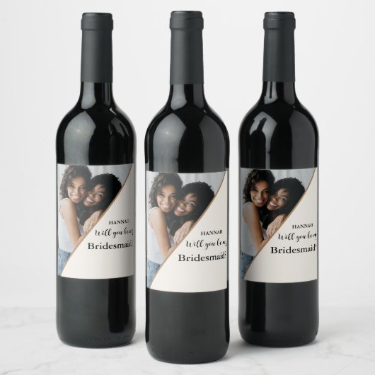 Modern Foto Bridesmaid Vorschlag Werden Sie mein Weinetikett (Flaschen)