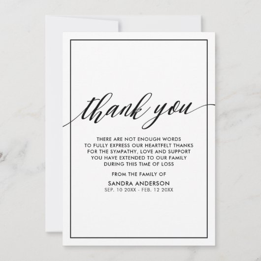 Modern Foto Collage Beerdigung Danke (Rückseite)