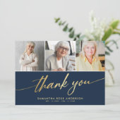 Modern Foto Collage Beerdigung Danke Karte (Stehend Vorderseite)