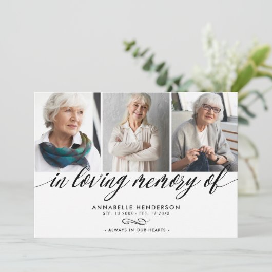 Modern Foto Collage Beerdigung Dankeschön Karte (Stehend Vorderseite)