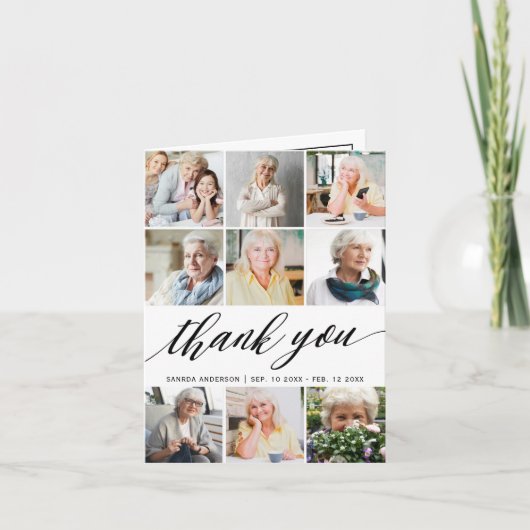 Modern Foto Collage Begräbnis Danke (Vorderseite)