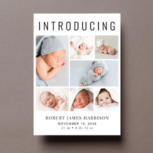 Modern Foto Collage Birth Ankündigung