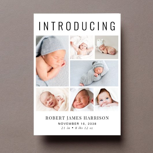 Modern Foto Collage Birth Ankündigung