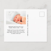 Modern Foto Collage Birth Ankündigungspostkarte (Rückseite)