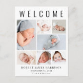 Modern Foto Collage Birth Ankündigungspostkarte (Vorderseite)