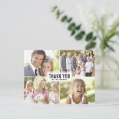 Modern Foto Collage Black Wedding Vielen Dank Postkarte (Stehend Vorderseite)