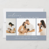 Modern Foto Collage Blue Birth Ankündigung (Vorderseite)