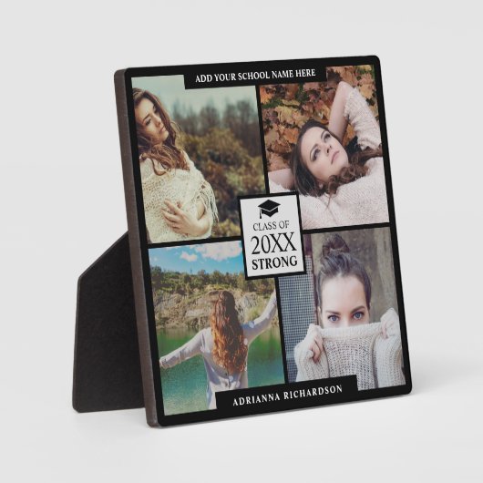 Modern Foto Collage Class of 2025 Strong Keepake Fotoplatte (Vorderseite)