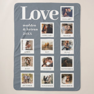 Modern Foto Collage Couple Liebe Dusty Blue Sherpadecke