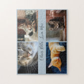 Modern Foto Collage Custom Script Name Light Blue Puzzle (Vertikal)