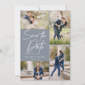 Modern Foto Collage Dusty Blue Save The Date (Vorderseite)