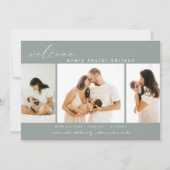 Modern Foto Collage Einfache Skriptgeburt Ankündigung (Vorderseite)