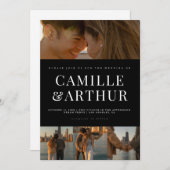 Modern Foto Collage Elegant Stilvolle Hochzeit Einladung (Vorne/Hinten)