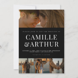 Modern Foto Collage Elegant Stilvolle Hochzeit Einladung