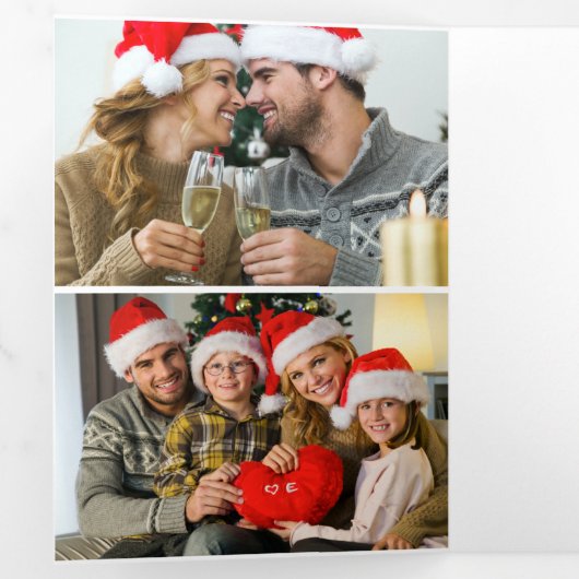 Modern Foto Collage Frohe Weihnachten Dreifach Gefaltete Urlaubskarte (Innen Erste Seite)