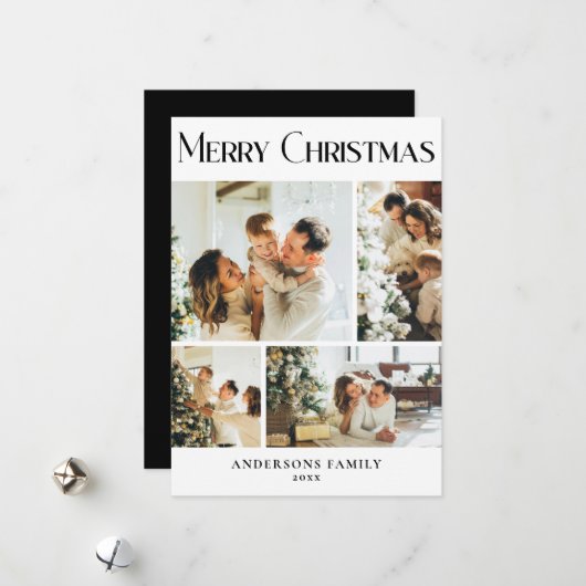Modern Foto Collage Frohe Weihnachtskarte Feiertagskarte (Vorderseite/Rückseite Beispiel)