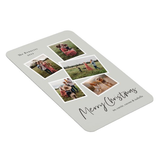 Modern Foto Collage Frohe Weihnachtskarte Magnet (Rechte Seite)