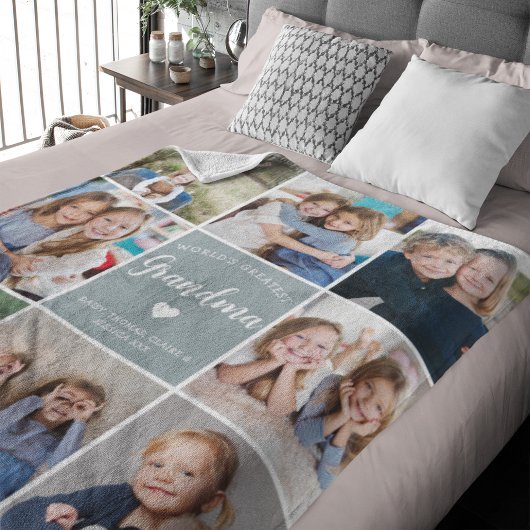 Modern Foto Collage für Oma Custom Gift Blue Fleecedecke