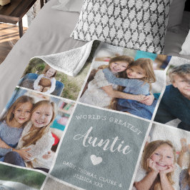 Modern Foto Collage für Tante Custom Geschenk Blau Fleecedecke