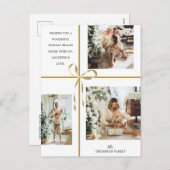 Modern Foto Collage Gold Box Ribbon Weihnachten (Vorne/Hinten)
