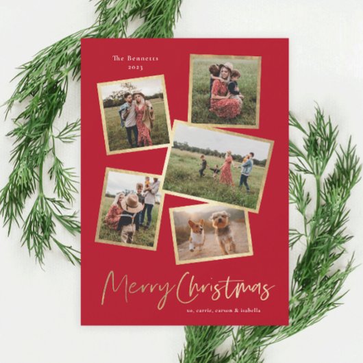 Modern Foto Collage Gold Frohe Weihnachten