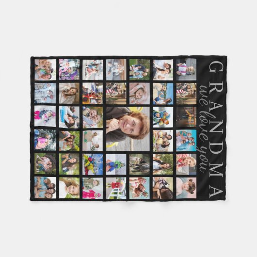 Modern Foto Collage GRANDMA WIR LIEBE IHNEN Script Fleecedecke (Vorderseite (Horizontal))