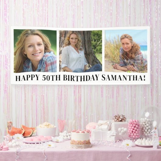 Modern Foto Collage Happy Birthday Banner (Party)