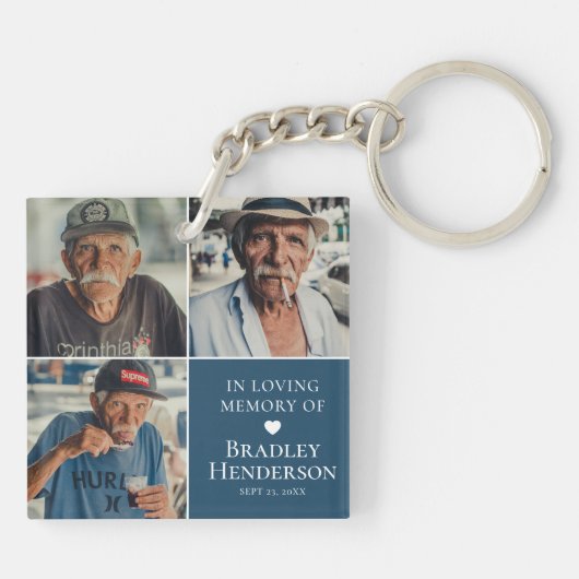 Modern Foto Collage Memorial Keepake Schlüsselanhänger (Rückseite)