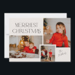Modern Foto Collage Merriest Christmas Collage Feiertagskarte<br><div class="desc">Diese Urlaubsfotokarte verfügt über eine moderne 3-Foto-Collage mit modernen Schriftart. Auf der Rückseite finden Sie eine 6-Foto-Collage für zusätzliche Fotos,  die Ihre bevorzugten Erinnerungen gemeinsam nutzen können.</div>