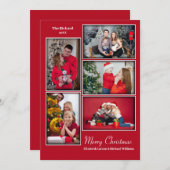 Modern Foto Collage Minimal Rote Weihnachten (Vorne/Hinten)