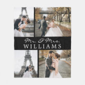 Modern Foto Collage Mr. & Mrs. Newlywed Monogram Fleecedecke (Vorderseite)
