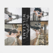 Modern Foto Collage Mr. & Mrs. Newlywed Monogram Fleecedecke (Vorderseite (Horizontal))