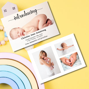 Modern Foto Collage Name Birth Announccard Einladung