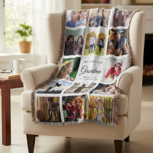 Modern Foto Collage Oma Nana Familie Instagramm Decke