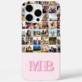 Modern Foto Collage Pink Initial Monogram Case-Mate iPhone Hülle (Rückseite)