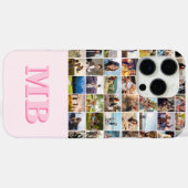 Modern Foto Collage Pink Initial Monogram Case-Mate iPhone Hülle (Rückseite (Horizontal))