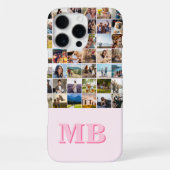 Modern Foto Collage Pink Initial Monogram iPhone Hülle (Rückseite)