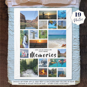 Modern Foto Collage Pinselschrift ERINNERUNGEN Wei Fleecedecke