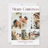 Modern Foto Collage Rote Weihnachtskarte Feiertagskarte (Vorderseite)
