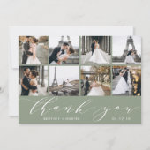 Modern Foto Collage Sage Green Dankeskarte (Vorderseite)