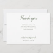 Modern Foto Collage Sage Green Dankeskarte (Rückseite)