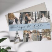 Modern Foto Collage Save the Date Dusty Blue
