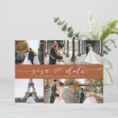 Modern Foto Collage Save the Date Terracotta (Stehend Vorderseite)
