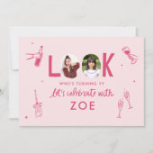 Modern Foto Collage Spaß HandGezeichnet Geburtstag Einladung (Vorderseite)