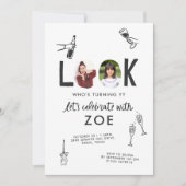 Modern Foto Collage Spaß HandGezeichnet Geburtstag Einladung (Vorderseite)