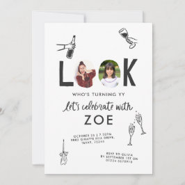 Modern Foto Collage Spaß HandGezeichnet Geburtstag Einladung